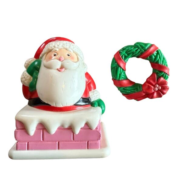 Rare Vintage Playskool 1993 Dollhouse Santa In Chimney with Christmas Wreath - Picture 1 of 5